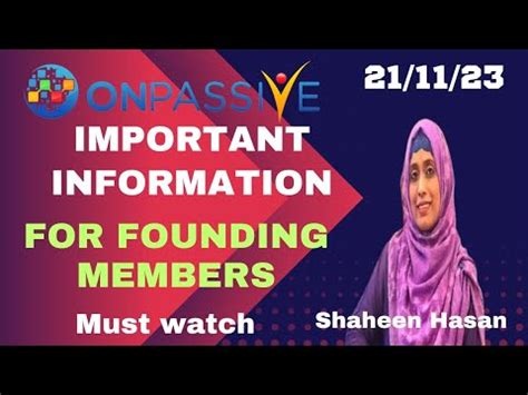 Onpassive Important Information For Founding Members