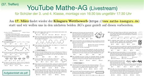 Mathe Ag F R Grundsch Ler Training K Nguru Wettbewerb