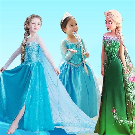 Haute Qualit Filles Princesse Anna Elsa Cosplay Costume Kid S Robe De