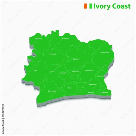 Map of Ivory Coast Vector Design Stock Vector | Adobe Stock