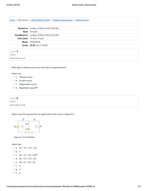 SOLUTION Fundamentals Of Electrical Circuits Midterm Exam Studypool