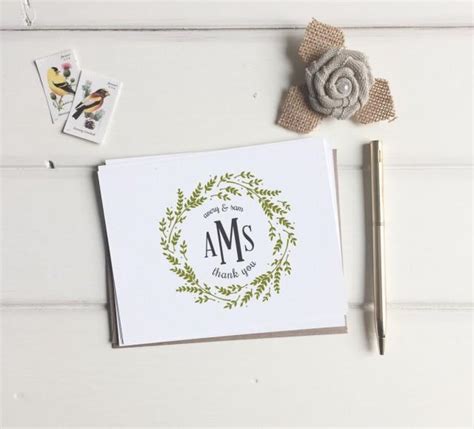 Custom Monogram Thank You Cards. Wedding Monogrammed Thank You Card Set ...