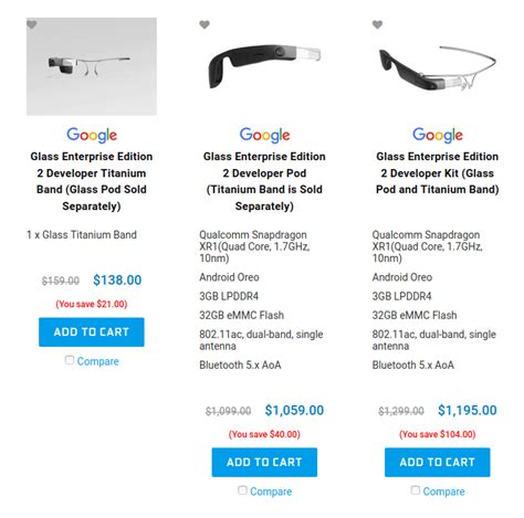 Google Glass Enterprise Edition 2 is Now Sold to Developers for $1,060 and Up - CNX Software