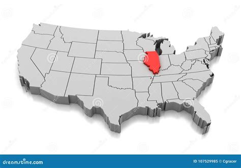 Map of Illinois state, USA stock illustration. Illustration of country ...