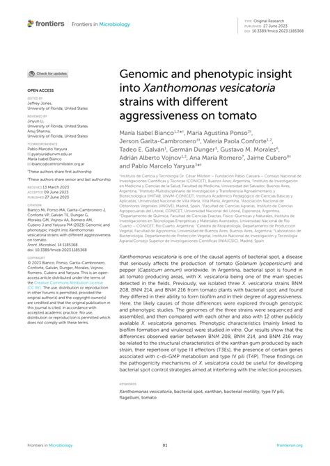 PDF Genomic And Phenotypic Insight Into Xanthomonas Vesicatoria