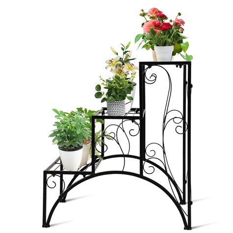 Costway 3 Tier Metal Plant Stand Indoor Garden Shelf Stair Style Decorative Rack