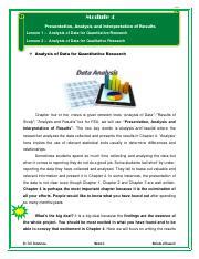 MODULE 4 - PRESENTATION ANALYSIS AND INTERPRETATION.pdf - 1 Module 4 ...