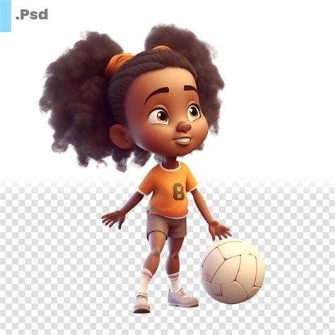 Renderizado En D De Una Ni A Afroamericana Jugando Al F Tbol Con Una