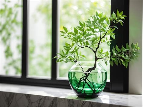 Habitación vacía de pared verde con plantas en un piso de madera Foto