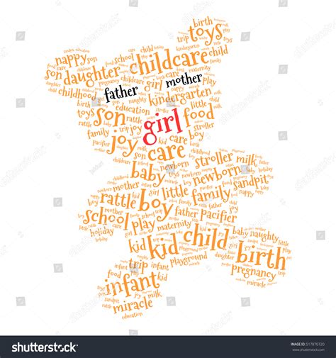 Girl Word Cloud Teddy Bear White Stock Vector Royalty Free 517870720