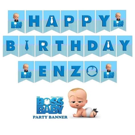 boss baby theme happy birthday party banner cupcake cake topper