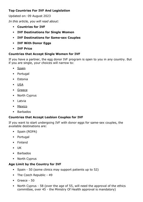 Ivf And Surrogacy Top Countries For Ivf And Legislation Updated On 09 August 2023 In This