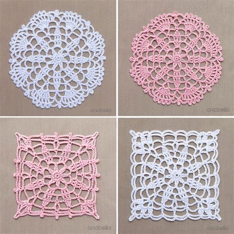 Anabelia Craft Design Crochet Lace Motifs In Pink And White Free Patterns