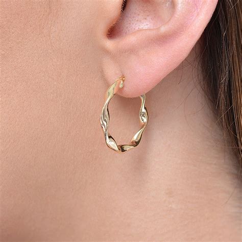 9ct Yellow Gold Creole Twist 22mm Hoop Earrings