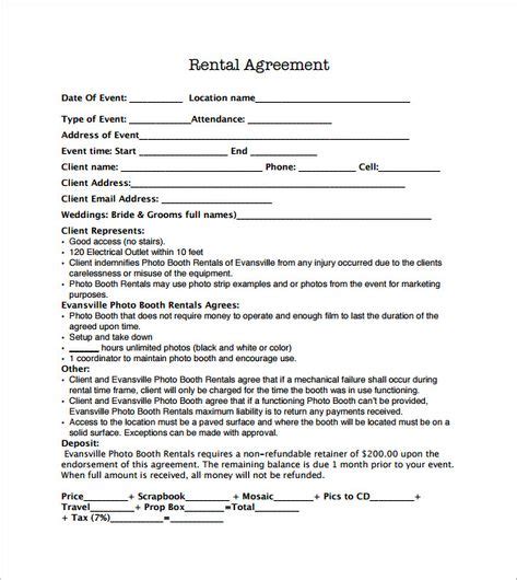 Free Venue Rental Agreement Template Printable Templates