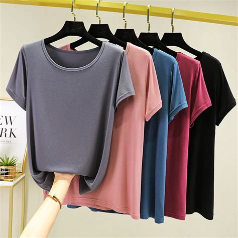 Modal Round Neck Short Sleeved T Shirt For Women Summer Thin Loose Top