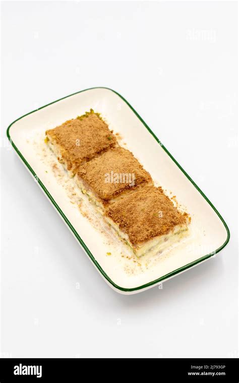 Cold Baklava Baklava With Milk Isolated On A White Background