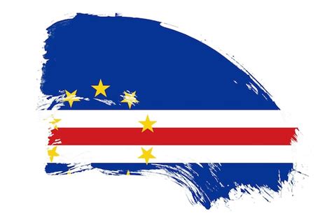 Bandeira De Cabo Verde No Fundo Branco Efeito De Textura De Pincel