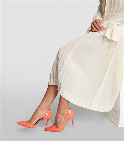 Womens Christian Louboutin Orange Iriza Patent Leather Pumps