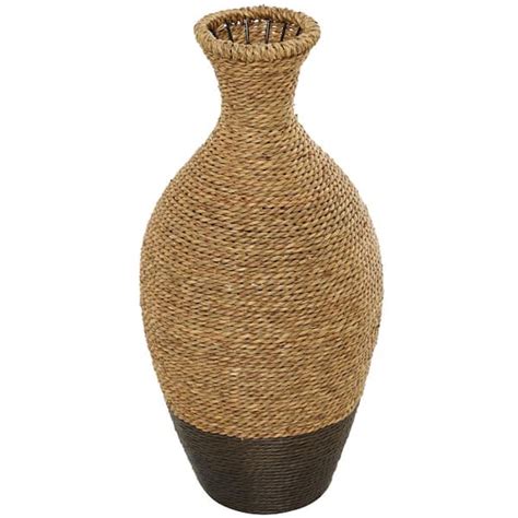 Litton Lane Brown Handmade Tall Woven Floor Seagrass Decorative Vase