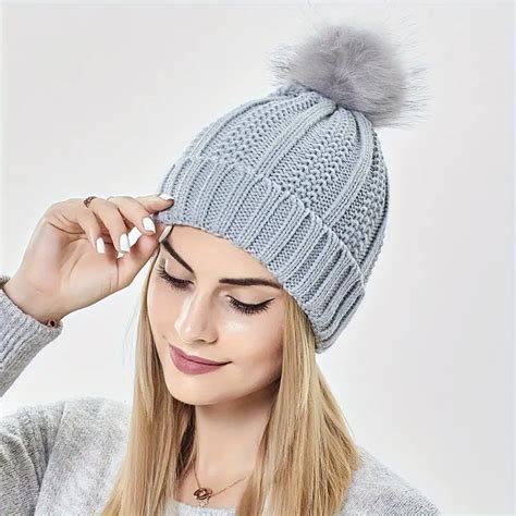 Soft Lined Beanie Pom Trendy Solid Color Skull Temu Canada