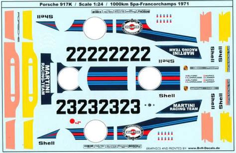 1971 917 Spa Francorchamps Martini DECALS Scaleracing De