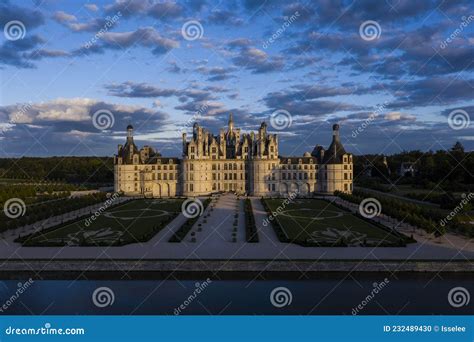 Aerial View of the Castle of Chambord with Its New French Gardens ...