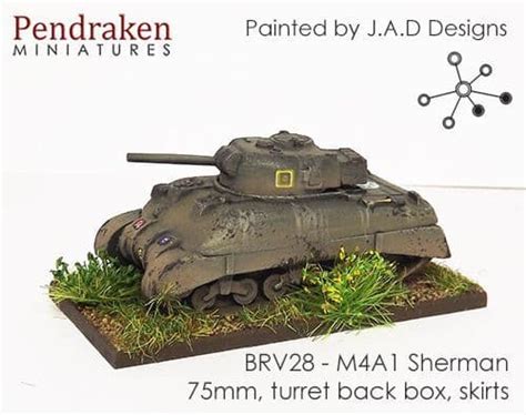 Pendraken 10mm WWII British M4A1 Sherman 75mm Turret Back Box Skirts