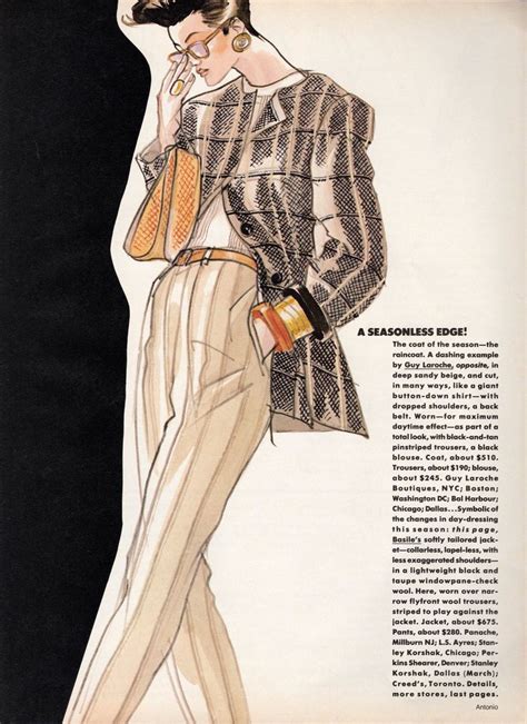 Vogue Editorial Illustration By Antonio Lopez 1986 Fashion