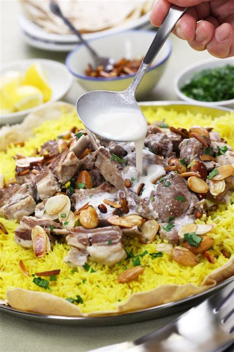 Mansaf, Jordanian National Dish Stock Photo - Image of background ...