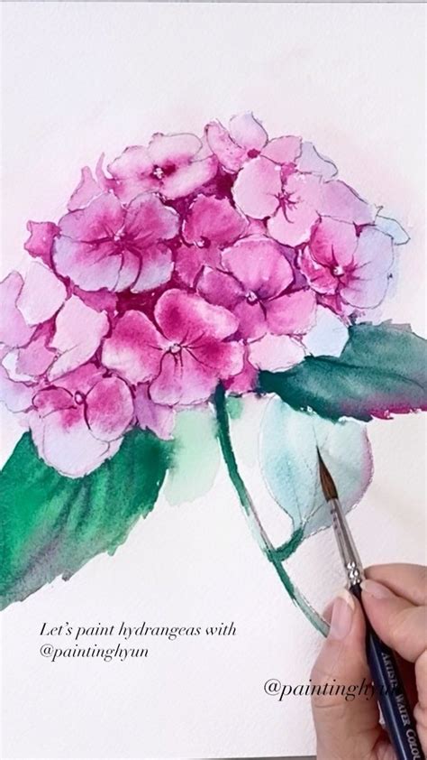 Hyun Jungsook On Instagram Lets Paint Hydrangea In Watercolor Step