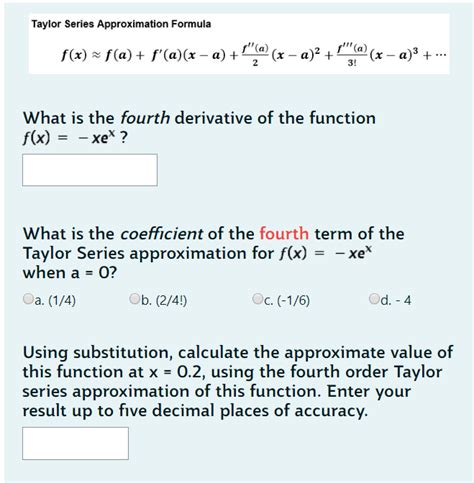 Solved Taylor Series Approximation Formula | Chegg.com