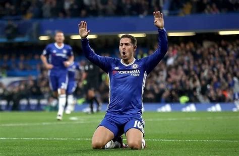 Chelseas Eden Hazard Celebrates Third Goal Against