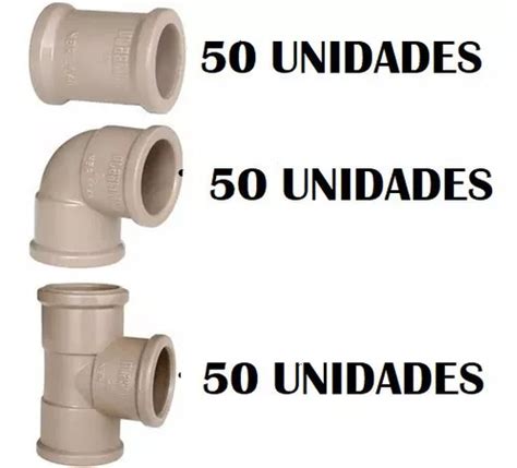 Kit 150 Conexoes 50 Joelho 50 Tee 50 Luva Sold 3 4 25mm Parcelamento Sem Juros