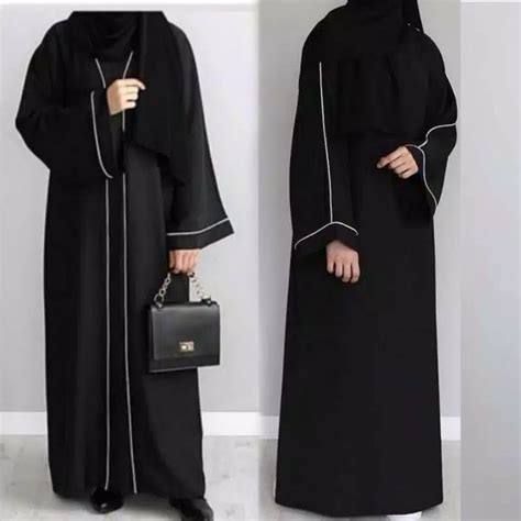 Jual Abaya Hitam Polos Casual Gamis Saudi Basic Bahan Jetblack Promo