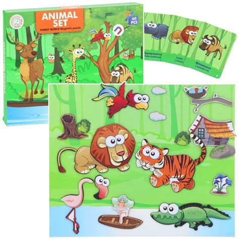 Nobo Kids Układanka Puzzle Tablica Magnetyczna Safari Zwierz 60 el