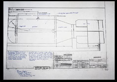 Blueprints of the "Little Boy" Atomic Bomb with handwritten explanation of its components by the ...