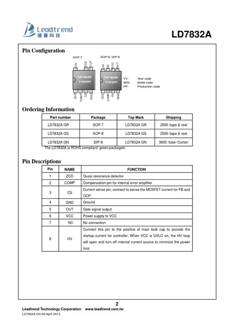 Ld A Datasheet Pdf Leadtrend Technology