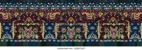 Digital Textile Design Motif Geometrical Border Stock Illustration ...