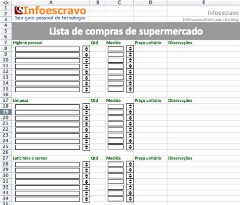 50 Lista De Compras Supermercado Excel