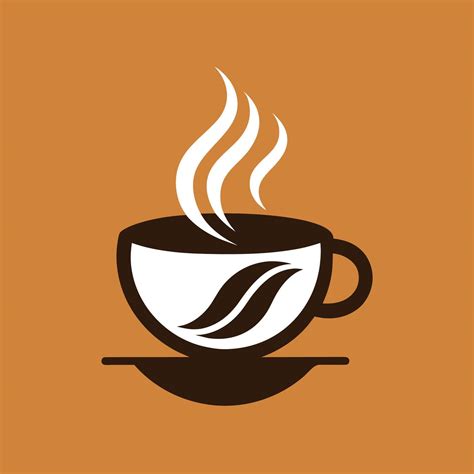 A coffee cup releasing steam into the air, A minimalist logo of a