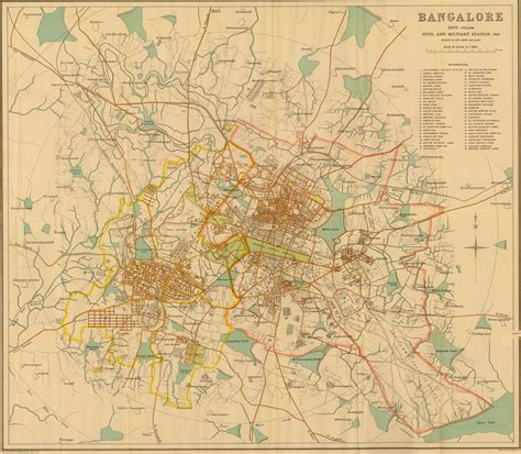 Bangalore India Vintage Map City Bangalore City Vintage World