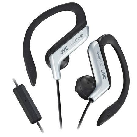 JVC HA EBR80S Sport Ear Clip Headphones With Remote Mic Silver