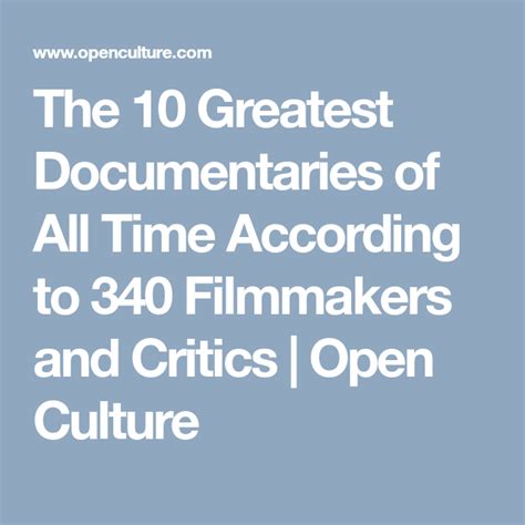 The 10 Greatest Documentaries Of All Time According To 340 Filmmakers