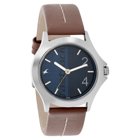 Buy Online Fastrack Quartz Analog Blue Dial Leather Strap Watch for ...