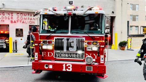 Brand New 2022 Fdny Tower Ladder 13 Responding From Quarters On 85th Street In Manhattan