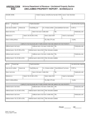 Fillable Online Unclaimed Property Report Schedule A Page Of Fax