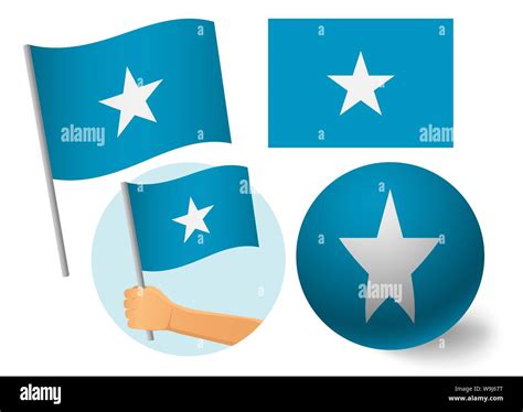 Somalia Flag Icon Set National Flag Of Somalia Illustration Stock