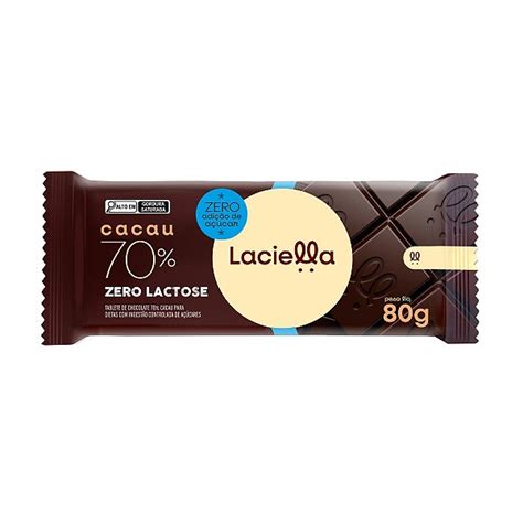 Chocolate 70 Sem Acucar - Chocolate 70% Cacau Sem Açucar Laciella 80g - Família Scopel Delivery