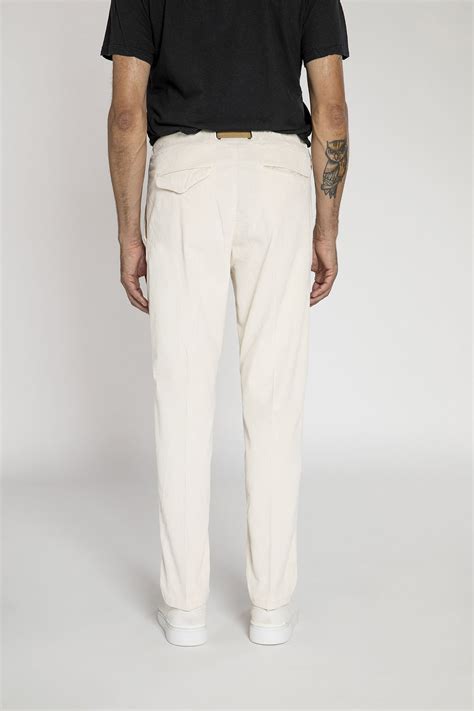 Pantalone In Velluto A Coste Di Cotone White Sand